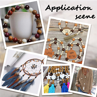 400Pcs 4 Styles  Natural Wood Beads WOOD-GF0002-15B-1