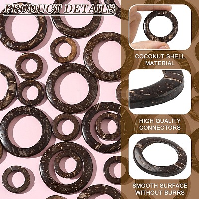 35Pcs Wood Jewelry Findings Coconut Linking Rings COCO-YW0001-01-1