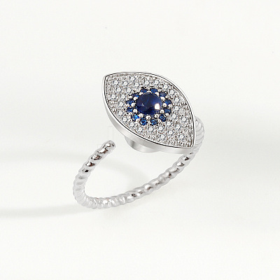 Brass Micro Pave Cubic Zirconia Rotating Cuff Rings for Women FS-WG7CCCF-14-1