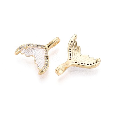 Spray Painted Brass Pave Cubic Zirconia Pendants KK-T072-32G-1