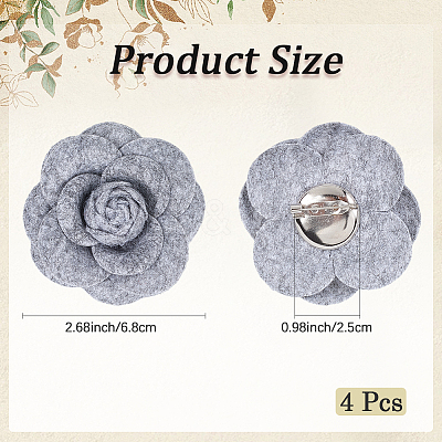 4Pcs Cloth Art Camelia Brooch Pins JEWB-CN0001-03B-1