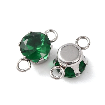 304 Stainless Steel Micro Pave Cubic Zirconia Connector Charms STAS-H240-50P-05-1