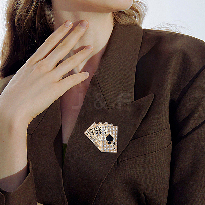2Pcs Poker Card Enamel Pins JEWB-FH0003-18G-1