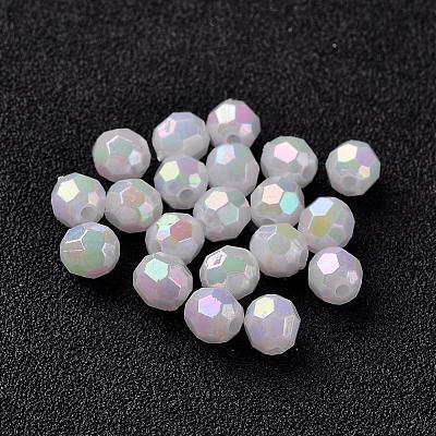 AB Color Plated Eco-Friendly Poly Styrene Acrylic Round Beads TACR-L004-8mm-78-1