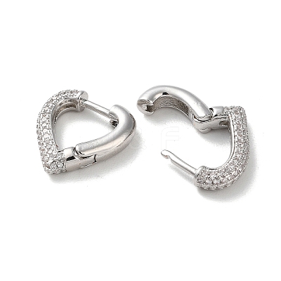 Brass Pave Clear Cubic Zirconia Hoop Earrings EJEW-M258-04P-1