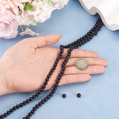 2 Strands 2 Styles Natural Black Onyx(Dyed & Heated) Beads Strands G-TA0003-52-6mm-1