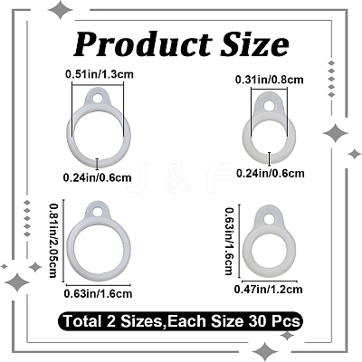 60Pcs 2 Style Silicone Pendant SIL-GF0001-42C-1