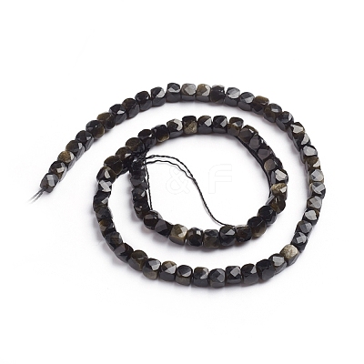 Natural Golden Sheen Obsidian Beads Strands G-E560-A11-4mm-1