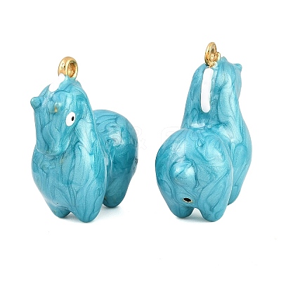 304 Stainless Steel with Deep Sky Blue Enamel Pendants SA-CBAF5D5-12G-1