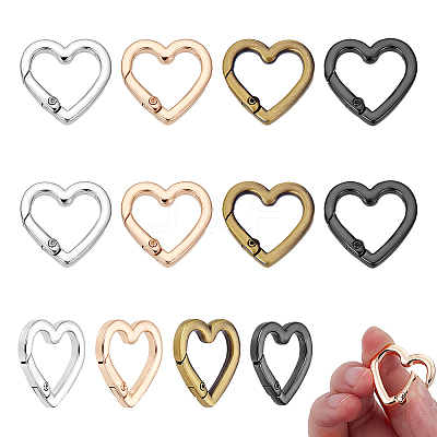 12Pcs 4 Colors Alloy Spring Gate Rings FIND-NB0006-20B-1