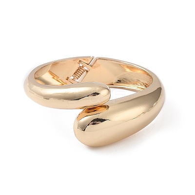 Alloy Teardrop Hinged Cuff Bangles for Women BJEW-A144-02G-1