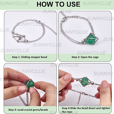6Pcs 201 Stainless Steel Macrame Pouch Braided Gemstone Holder Bracelet Making BJEW-SC0001-72-1