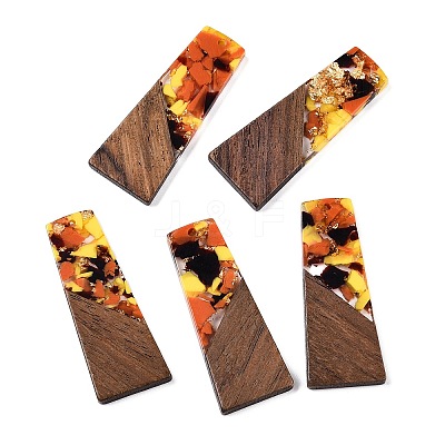 Opaque Resin & Walnut Wood Pendants RESI-T058-04J-1