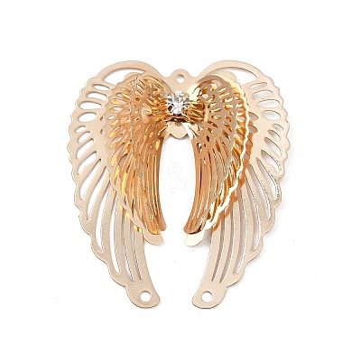 Brass Crystal Rhinestone 3D Hollow Angel Wings Chandelier Component Links KK-A261-05KCG-1