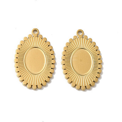 Manual Polishing 304 Stainless Steel Pendant Cabochon Settings STAS-P335-24G-1
