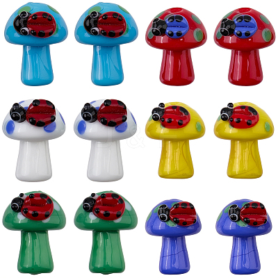 12Pcs 6 Colors Handmade Lampwork Beads LAMP-SC0001-86-1
