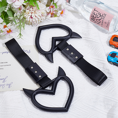 2Pcs ABS Plastic Devil Heart Rear Bumper Warning Handle Ring HJEW-SP0001-51D-1