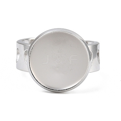 Hollow Heart 304 Stainless Steel Cuff Ring Components SA-CBA82C8-02D-P-1