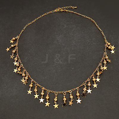 Elegant Brass Round Star Tassel Bib Necklaces for women IM1907-1