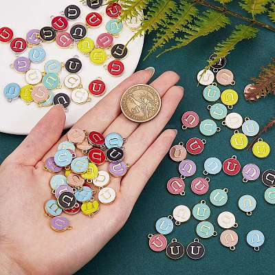 120Pcs 12 Colors Golden Plated Alloy Charms ENAM-SZ0001-64U-1