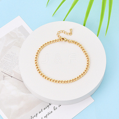 Brass Curb Chain Bracelets for Women BJEW-N032-08A-G-1