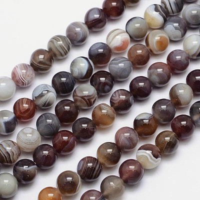 Round Natural Botswana Agate Bead Strands G-I166-02-10mm-1
