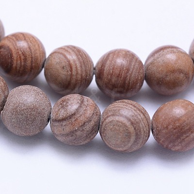 Natural Red Line Jasper Beads Strands G-F531-6mm-N-1