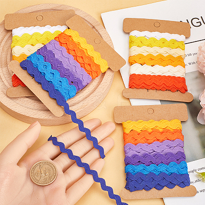 4 Cards 2 Styles Polyester Wavy Fringe Trim Ribbon DIY-GF0009-48B-1