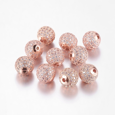 Brass Micro Pave Cubic Zirconia Beads X-ZIRC-D011-53RG-1