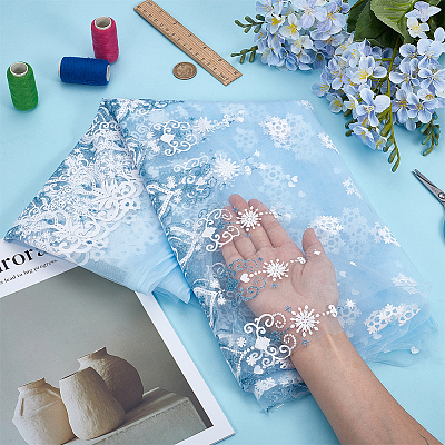 2M Polyester Snowflake Mesh Fabrics DIY-WH0622-388A-1