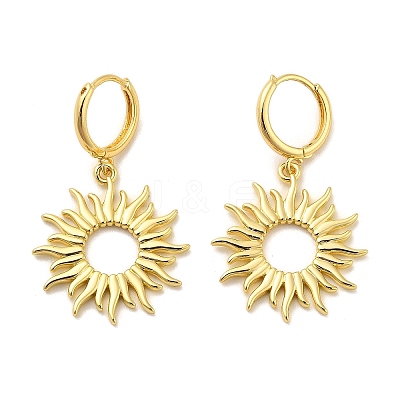 Sun Brass Hoop Earrings EJEW-H180-30D-G-1