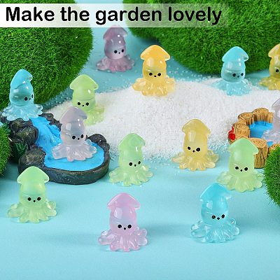 50Pcs 5 Colors Luminous Resin Cute Little Cuttlefish Ornaments RESI-SZ0003-44-1