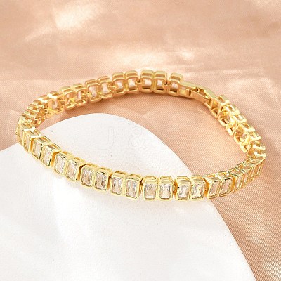 Brass Pave Clear Cubic Zirconia Tennis Bracelets for Women KK-CBA68DA-12G-1