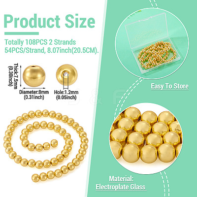 108Pcs 2 Strands Electroplate Glass Beads Strands EGLA-TA0013-58-1