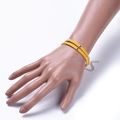 Faux Suede Cord Wrap Bracelets BJEW-JB04413-04-1