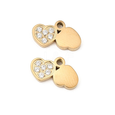 304 Stainless Steel Micro Pave Cubic Zirconia Pendants STAS-P431-36B-G-1