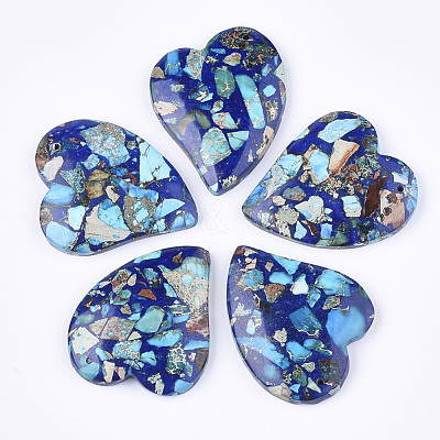 Assembled Synthetic Imperial Jasper and Natural Lapis Lazuli Pendants G-S329-053-1