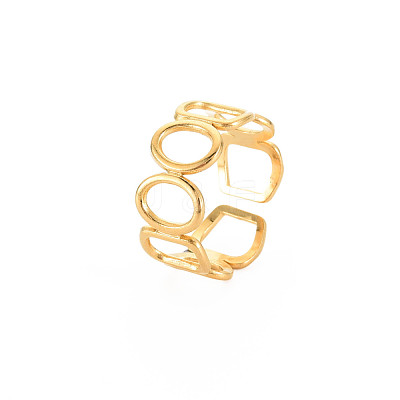 Ion Plating(IP) 304 Stainless Steel Open Geometric Wrap Cuff Ring for Women RJEW-S405-166G-1