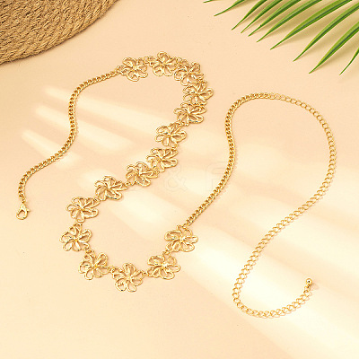 Alloy Hollow Flower Link Chain Belts for Women WG57BD8-01-1