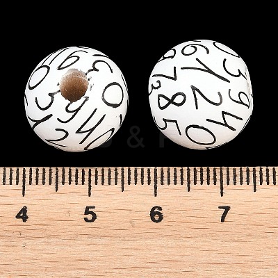 Printed Wood European Beads WOOD-G029-01-1