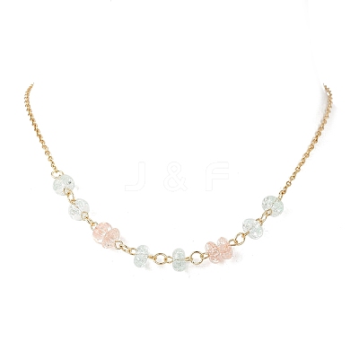 2Pcs 2 Colors Crackle Glass Rondelle Beaded Necklaces NJEW-JN05485-1