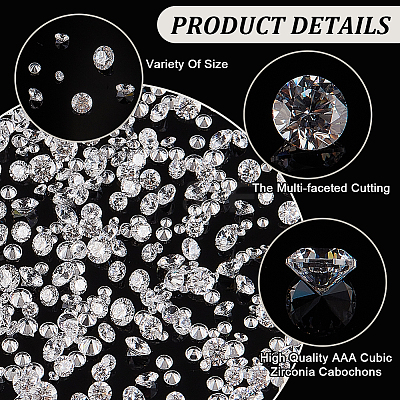 700Pcs 7 Styles Diamond Shape Grade AAA Cubic Zirconia Cabochons ZIRC-BBC0002-96-1