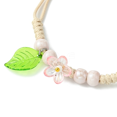 Porcelain Beads Braided Bead Bracelets BJEW-JB11421-1