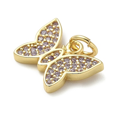 Rack Plating Brass Micro Pave Cubic Zirconia Pendants X-KK-K392-42G-1