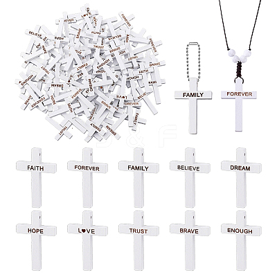 100Pcs 10 Styles Wooden Pendants WOOD-GA0001-93A-1