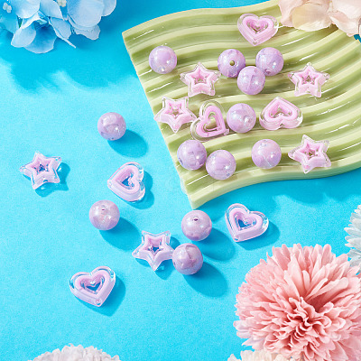 24Pcs 4 Styles Acrylic Beads Sets OACR-TA0002-84B-1