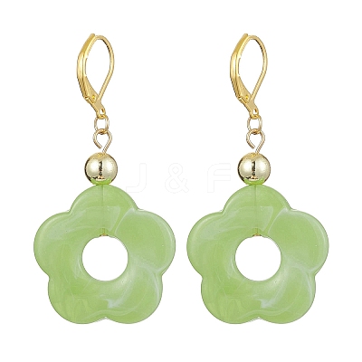Acrylic Flower Dangle Leverback Earrings EJEW-JE05625-05-1