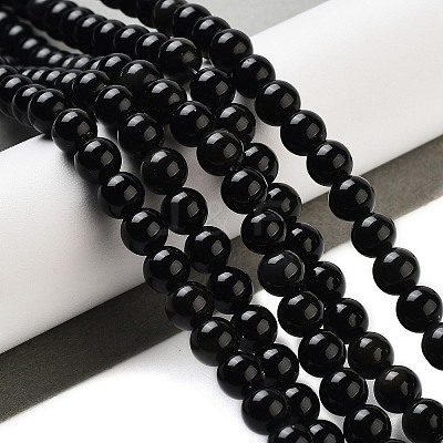 Natural Obsidian Bead Strands X-G-R173-6mm-02-1