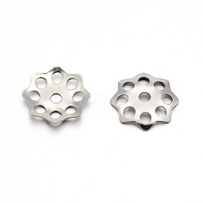 Tarnish Resistant Original Color 304 Stainless Steel Flower Bead Caps STAS-E083-05P-1