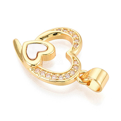 Brass Micro Pave Clear Cubic Zirconia Pendants KK-N268-82G-1